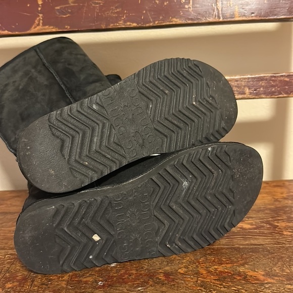 UGG Black Tall Classic Knee Boots Shearling Suede Leather Fleece Lined - Picture 10 of 15